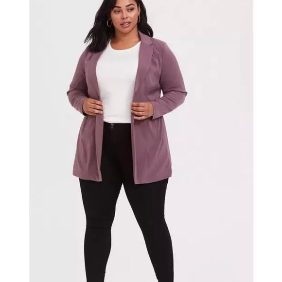 Torrid Jackets & Blazers - Torrid Muave Purple Longline Drape Front Blazer Plus Size 2X One Button Business